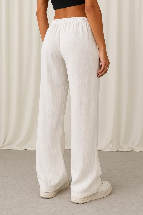 Pantalon large en lin blanc – Élégance et confort pour l'été – Image 2